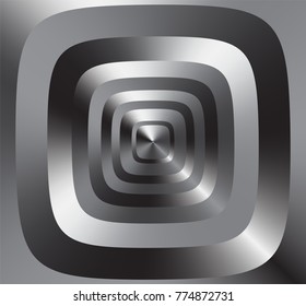 abstract technology background in silver metallic texture. Concentric rounded rectangles for the concept of focus, targets and goals. business presentation, template, cards. brochures, banner, notes