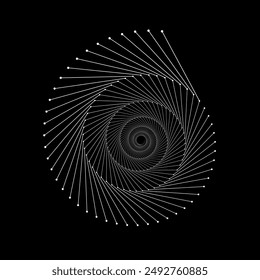 Abstractas tecnología de fondo. Patrón de líneas de onda de sonido en espiral. Ilustración vectorial en concepto de IA, ciencia, música.