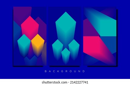 Abstract technology background of stack of square objects. tall building illustration with color 