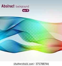 Abstract technology background with stripes. Green, blue, brown colors.  Vector illustration.