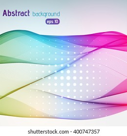 Abstract technology background with stripes. Vector illustration. Rainbow-colored. 
