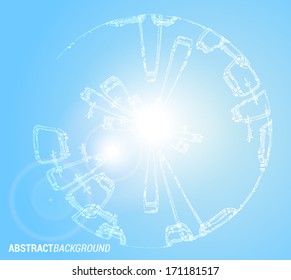 Abstract technology background with sun flare. Vector eps10