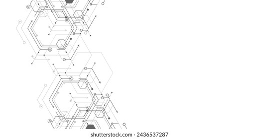 Abstract technology background. Technical drawing . Geometric lines and squares. Vector illustration .