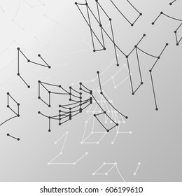 Abstract technology background. Thin black round digital lines. Digital texture. Modern pattern. Network connection.