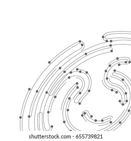 Abstract technology background. Thin black round digital lines. Digital texture. Modern pattern. Network connection.