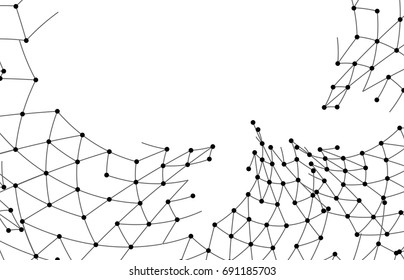 Abstract technology background. Thin black round digital lines. Digital texture. Modern pattern. Network connection.