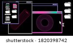 Abstract technology background with user interface elements, open tabs and geometric 3d plots. Scientific research concept.