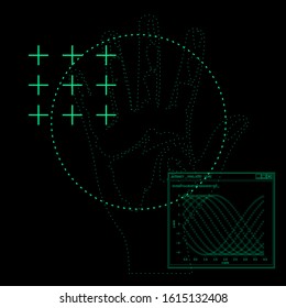 Abstract technology background with User Interface or HUD elements.