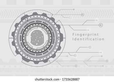 Abstract technology background with various digital line elements innovation and finger print concept in gray tone