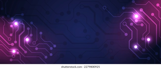 Resumen de los antecedentes tecnológicos con varios elementos tecnológicos. Antecedentes de innovación en el concepto de comunicación de alta tecnología. Tarjeta de circuito electrónica o línea eléctrica sobre fondo de tecnología azul.