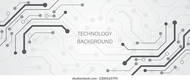 Abstract technology background with various technology elements. Hi-tech communication concept innovation background. Circuit board electronic or electrical line on blue tech background.