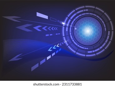 Abstract technology background with various technology elements Hi-tech communication concept innovation background Circle empty space for your text word blue green