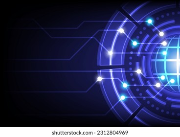 Abstract technology background with various technology elements Hi-tech communication concept innovation background Circle empty space for your text word blue green