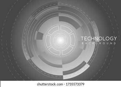 Abstract technology background with various technological elements. Innovative concept of high-tech communications. The concept of digital technology and engineering.