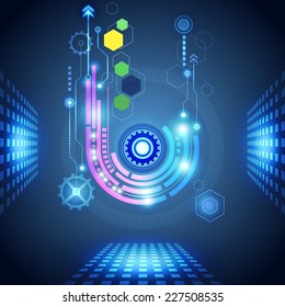 Abstract technology background with various technological elements