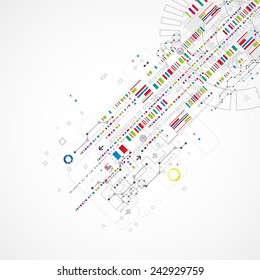 Abstract technology background with various technological elements