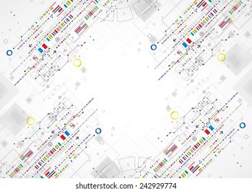 Abstract technology background with various technological elements