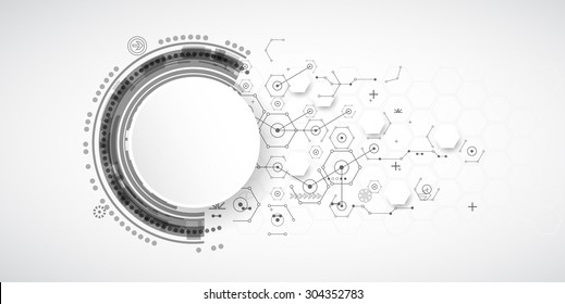 Abstract technology background with various technological elements. Vector