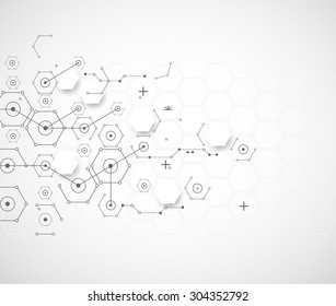 Abstract technology background with various technological elements. Vector