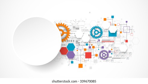 Abstract technology background with various technological elements. Vector