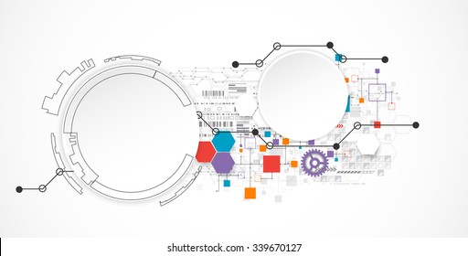 Abstract technology background with various technological elements. Vector