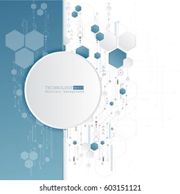 Abstract technology background with various technological elements. Vector illustration.