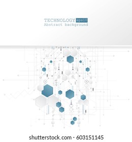 Abstract technology background with various technological elements. Vector illustration.