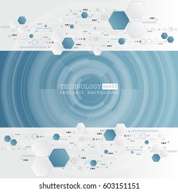Abstract technology background with various technological elements. Vector illustration.