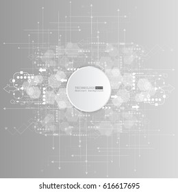 Abstract technology background with various technological elements. Vector illustration.