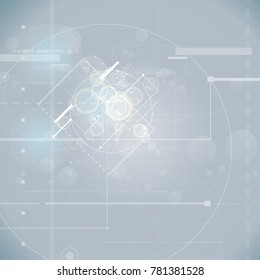 Abstract technology background with various technological elements. Vector illustration.