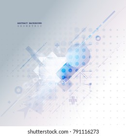 Abstract technology background with various technological elements. Vector illustration.