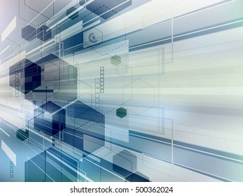 abstract technology background vector with hexagons