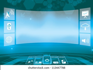 Abstract technology background - vector illustration control room abstract background big screen hi technology