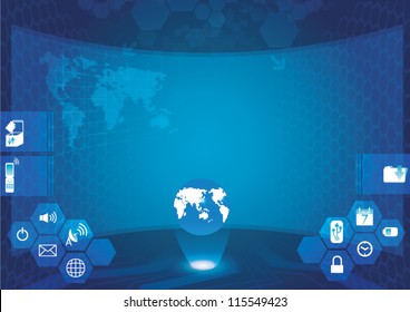 Abstract technology background - vector illustration control room abstract background big screen hi technology