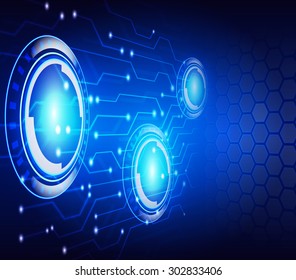 Abstract technology background, vector illustration with digital glowing symbols - Shutterstock ID 302833406