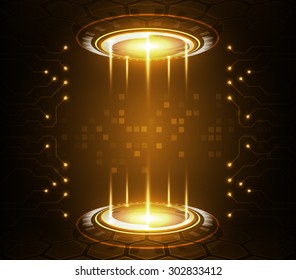 Abstract technology background, vector illustration with digital glowing symbols