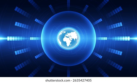 Resumo da tecnologia com globo mundial. Ilustração vetorial para seu design.