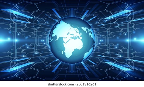 Abstract technology background with world map. Vector illustration. Eps 10.