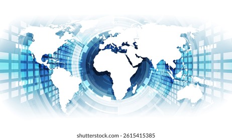 Abstract technology background with world map. Vector illustration. Clip-art