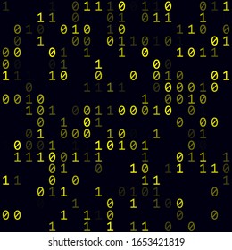 Abstract Technology Background. Yellow sparse binary background. Small sized seamless pattern. Captivating vector illustration.