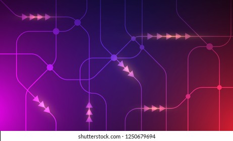 abstract technology background,connection of line on cyberspace,minimal circuit line background with yellow light effect in concept modern technology