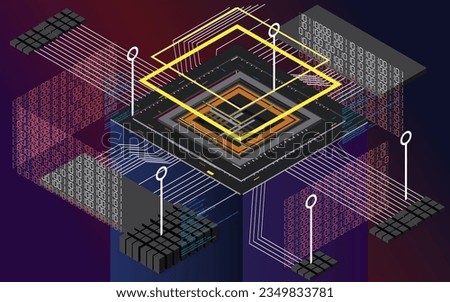 Abstract technology background,data transmission sci-fi concept,Nanotechnology chip structure, sci-fi future