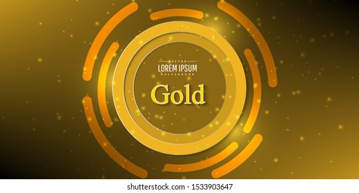 Abstract technology background.Digital hi tech with circle gold . Paper cut style.Art design layout for business presentations, flyers, posters.Vector illustration.Eps10