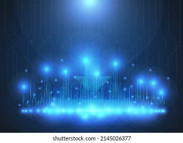 Abstract technology backgrounds of downloading data concept vector illustration. double exposure.