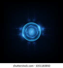 Abstract technology background.Security system concept with fingerprint Letter P sign.Vector illustration