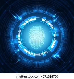 Abstract technology background.Security system concept with fingerprint Letter P sign.Vector illustration
