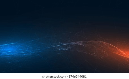 abstrakter Technologie-Banner mit blauen und orangefarbenen Lichtern