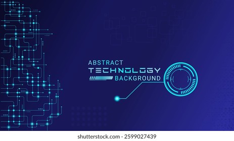Abstract technology banner gradient blue background concept with technology light effect, abstract tech, Ai, big data, lines dots connection