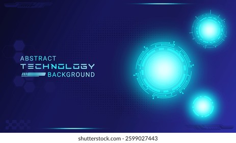 Abstract technology banner gradient blue background concept with technology light effect, abstract tech, Ai, big data, lines dots connection