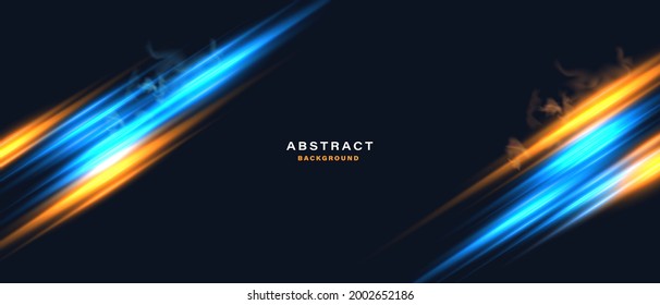 Abstract technology banner with motion neon light effect.